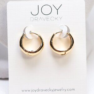 Joy Dravecky Gold Tone Huggie Earrings $55 New